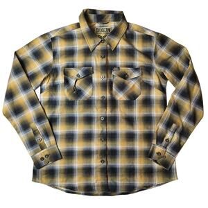 Dixxon NEW Womens Size M "F*ck Cancer" Yellow/Black Shadow Plaid Flannel Shirt